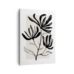 Impression sur toile - Image sur toile - Motif floral minimaliste noir et blanc - 50x70cm - Esquisse pour l'herbier - Décoration murale moderne pour le salon et la chambre ARTTOR