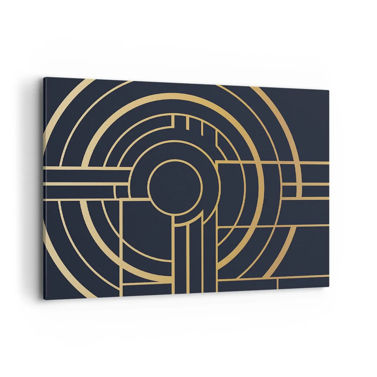 Impression sur toile - Image sur toile - Motif géométrique avec des lignes dorées - 100x70cm - Rotation des éléments - Décoration murale moderne pour le salon et la chambre ARTTOR