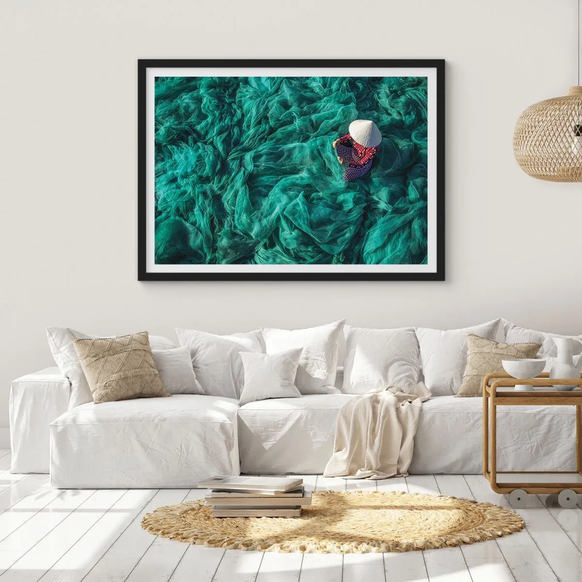 Affiche dans un cadre noir - Poster - Dans une mer de filet - 50x40 cm