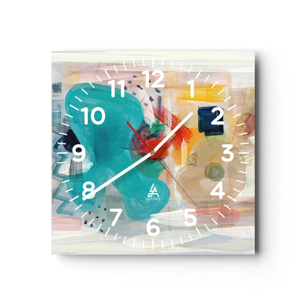 Horloge murale - Pendule murale - Jeu de couleurs - 40x40 cm