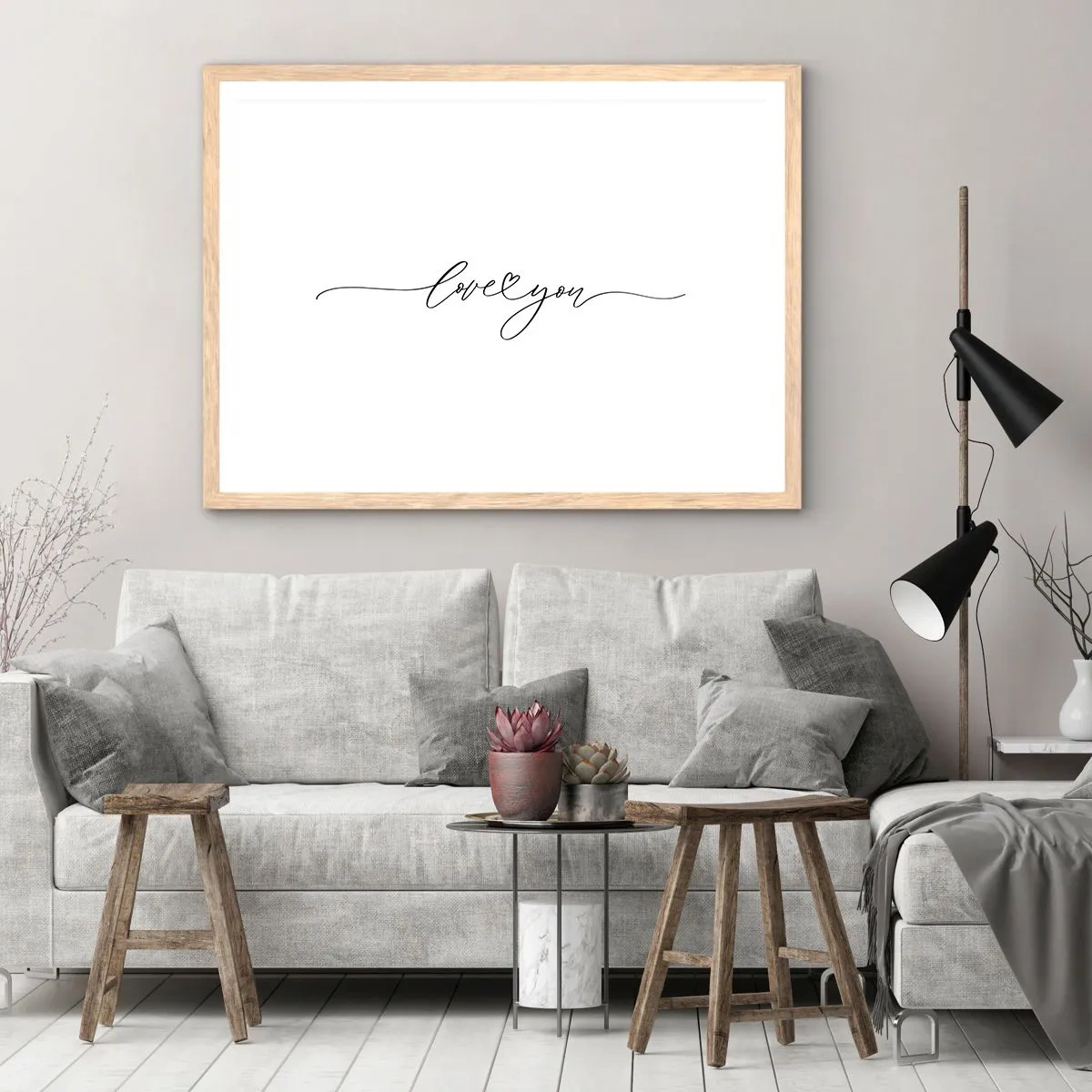 Affiche dans un chêne clair - Poster - Noir sur blanc - 70x50 cm