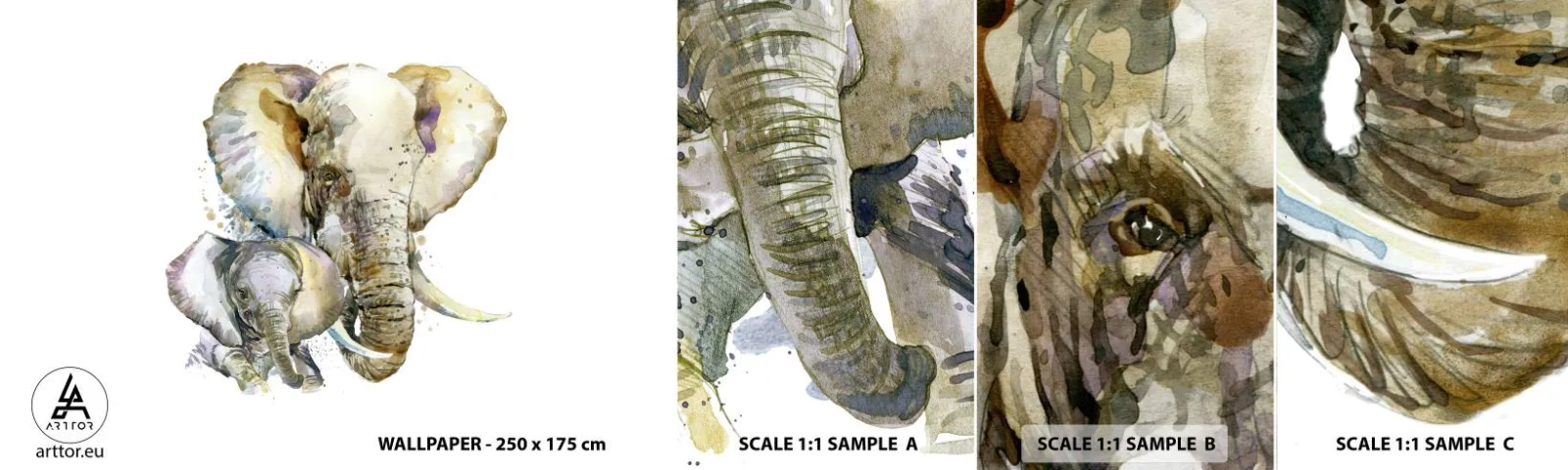 Échantillon de Papier Peint Autocollant Deluxe Sticker - Rien ne peut égaler maman - Animaux, Éléphant, Graphique - 100x30 cm