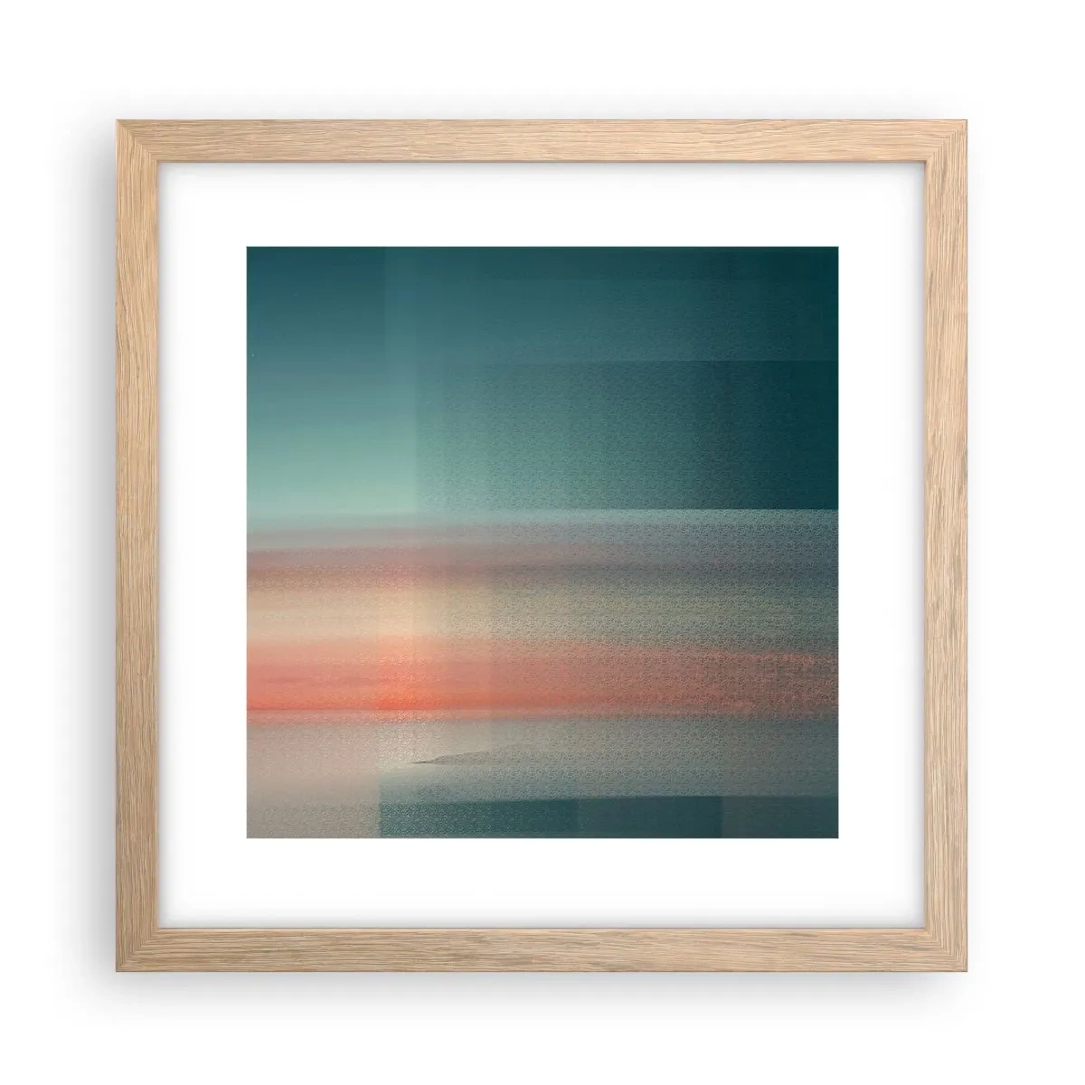 Affiche dans un chêne clair - Poster - Résumé : vagues de lumière - 30x30 cm