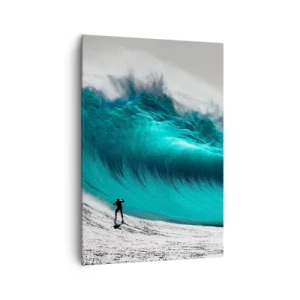 Impression sur toile - Image sur toile - Surfeur devant une énorme vague - 70x100cm - Challenge accepté - Décoration murale moderne pour le salon et la chambre ARTTOR