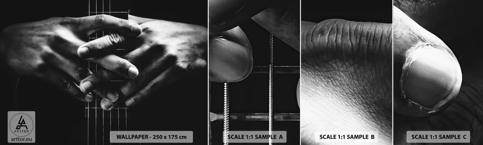 Échantillon de Papier Peint Autocollant Deluxe Sticker - Prière d'artiste - Guitariste, Musicien, Guitare - 100x30 cm