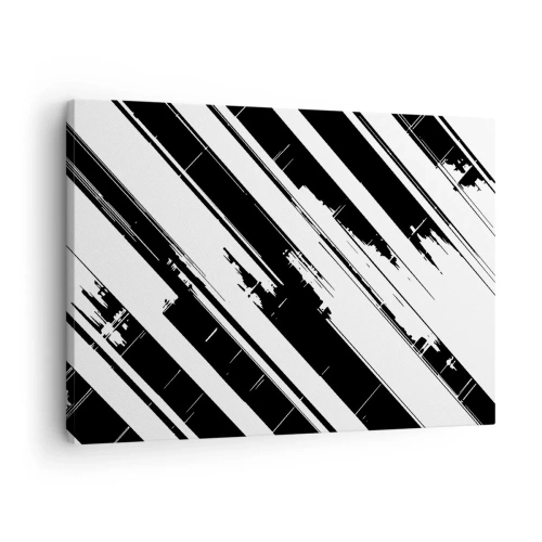 Impression sur toile - Image sur toile - Lignes noires et blanches et motifs géométriques dans un style moderne - 70x50cm - Une composition intense et dynamique - Décoration murale moderne pour le salon et la chambre ARTTOR