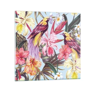 Impression sur verre - Image sur verre - Pétales et plumes - 30x30 cm