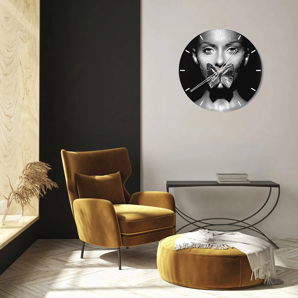 Horloge murale - Pendule murale - Baiser papillon - 40x40 cm