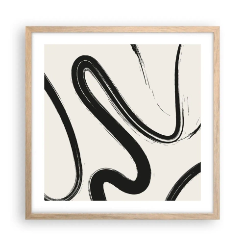 Affiche dans un chêne clair - Poster - Fantaisie en noir et blanc - 50x50 cm