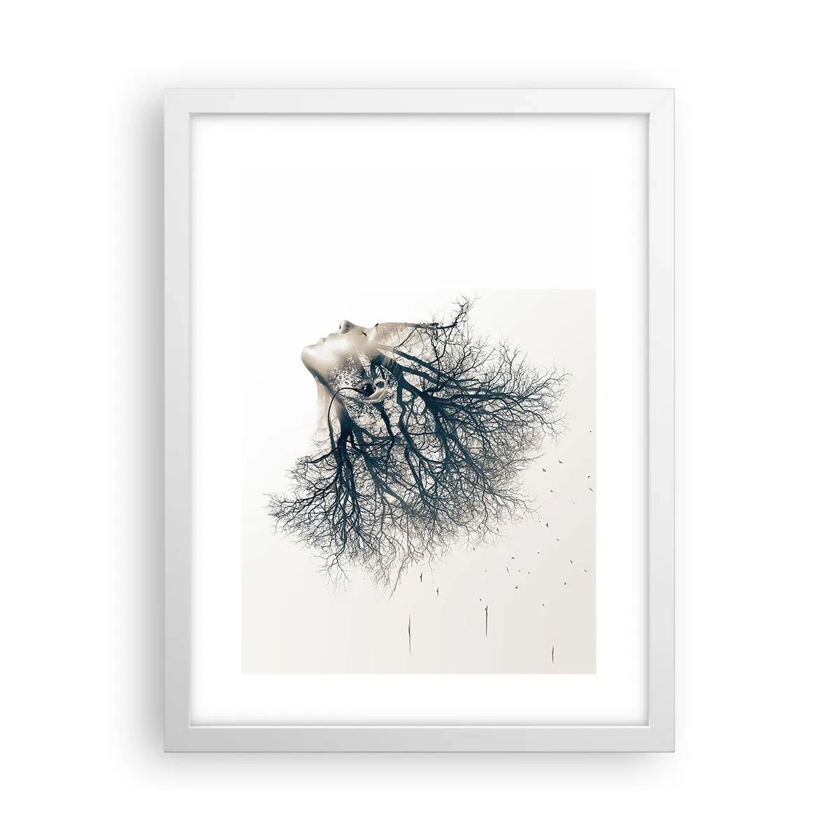 Affiche dans un cadre blanc - Poster - Écouter le murmure des arbres - 30x40 cm