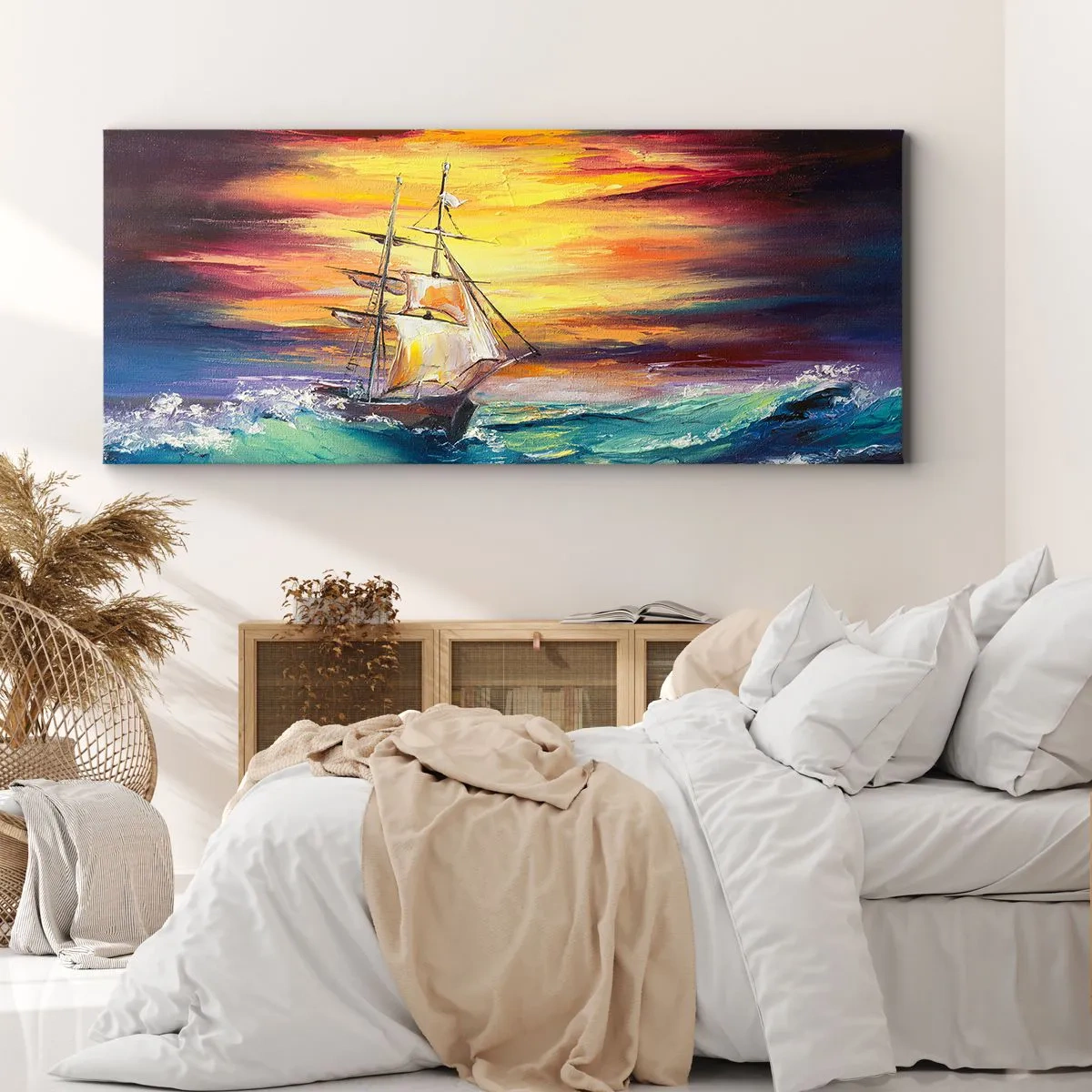 Impression sur toile - Image sur toile - Courageusement sous les vagues - 90x30 cm