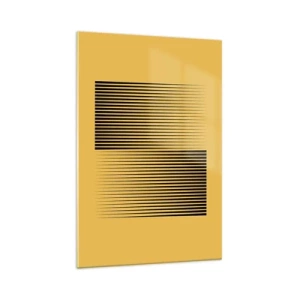 Impression sur verre - Image sur verre - Lignes noires verticales sur fond jaune - 70x100cm - Cadre opposé - Décoration murale moderne pour le salon et la chambre ARTTOR