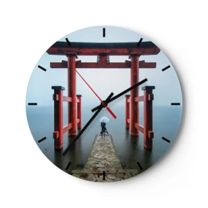 Horloge murale - Pendule murale - Porte Torii rouge sur une eau calme dans la brume - 30x30cm - Rêverie japonnaise - Décoration murale moderne pour le salon, la cuisine et la chambre ARTTOR
