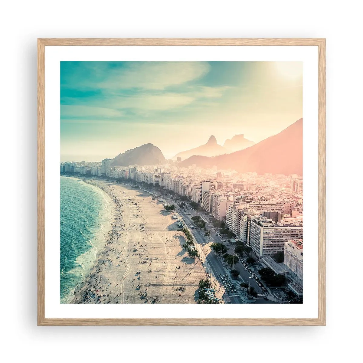 Affiche dans un chêne clair - Poster - Vacances éternelles à Rio - 60x60 cm