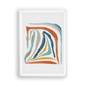 Affiche dans un cadre blanc - Poster - Abstraction avec un sourire amical - 70x100 cm