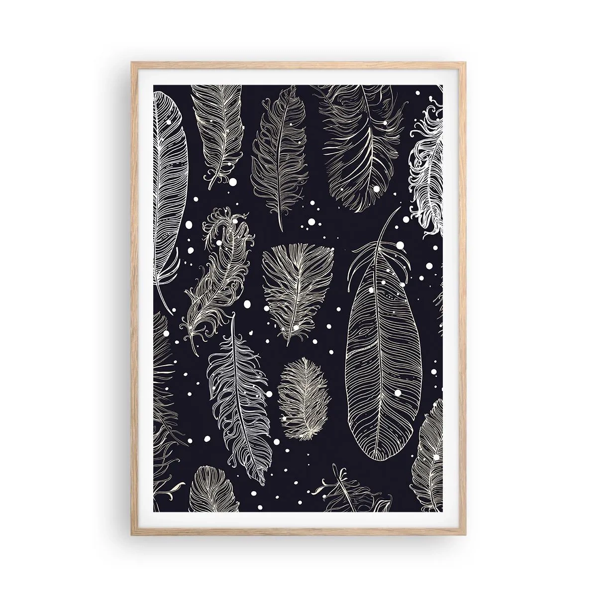 Affiche dans un chêne clair - Poster - Toile de plumes - 70x100 cm