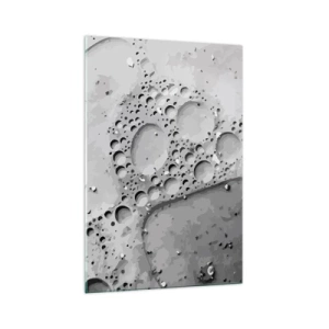 Impression sur verre - Image sur verre - Motif à bulles noir et blanc dans un style minimaliste - 70x100cm - Sentier de mousse - Décoration murale moderne pour le salon et la chambre ARTTOR