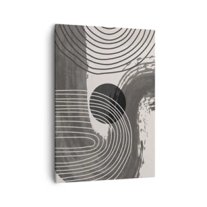 Impression sur toile - Image sur toile - Lignes géométriques et ovales dans des tons monochromes - 50x70cm - L'ovale gagne - Décoration murale moderne pour le salon et la chambre ARTTOR