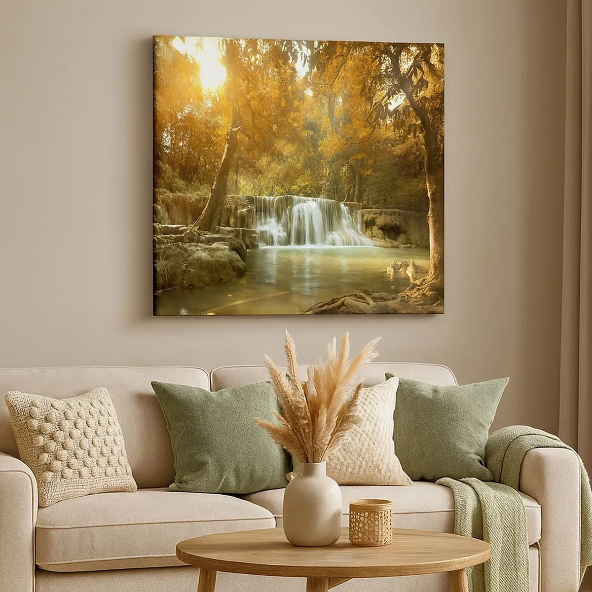Impression sur toile - Image sur toile - Cascade du parc - 30x30 cm