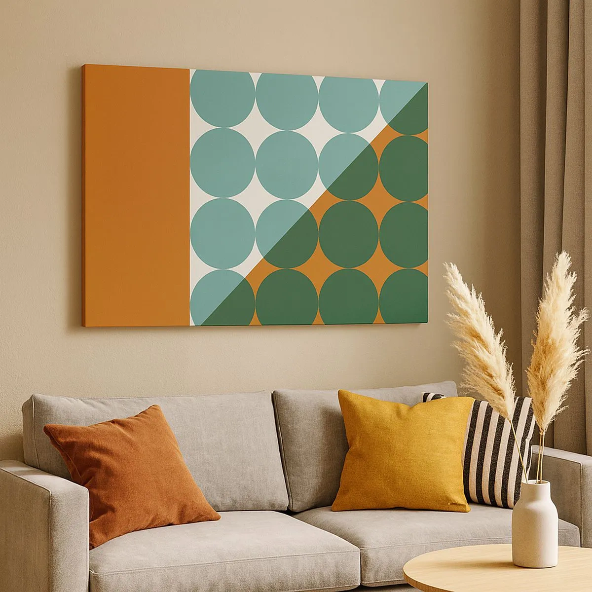 Impression sur toile - Image sur toile - Motifs géométriques aux couleurs contrastées - 70x50cm - En haut et en diagonale - Décoration murale moderne pour le salon et la chambre ARTTOR