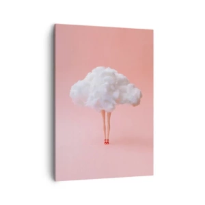 Impression sur toile - Image sur toile - Jambes dans un nuage sur fond rose - 50x70cm - Douce promesse - Décoration murale moderne pour le salon et la chambre ARTTOR