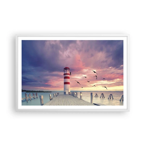 Affiche dans un cadre blanc - Poster - C'est l'heure d'aller au port - 91x61 cm