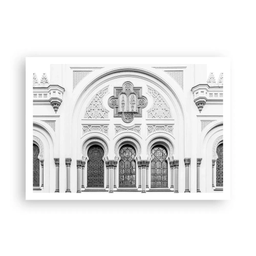 Affiche - Poster - Détails architecturaux de la façade dans un style monochrome - 100x70cm - À la frontière des cultures - Décoration murale moderne pour le salon et la chambre ARTTOR