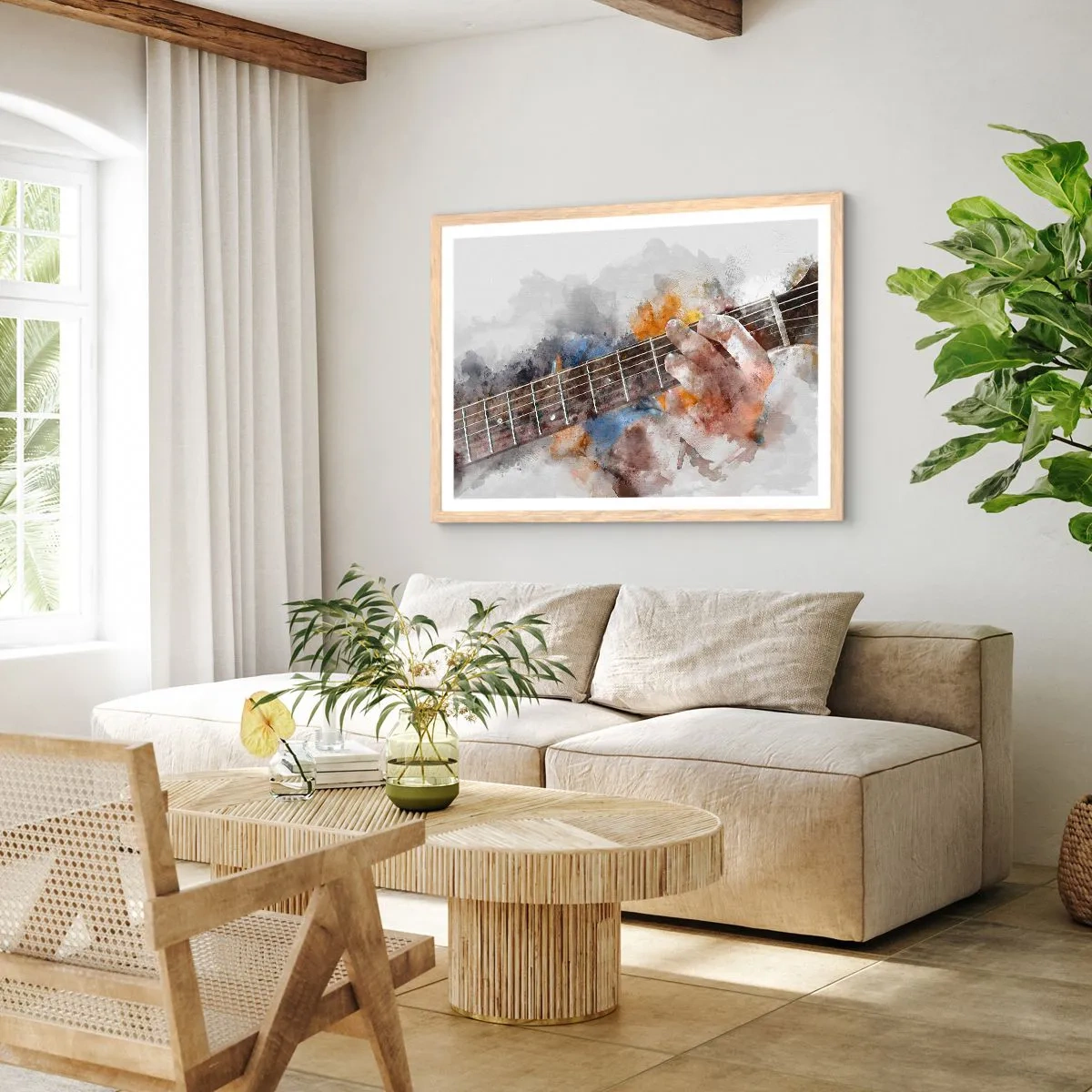 Affiche dans un chêne clair - Poster - La poésie entre les cordes - 50x40 cm