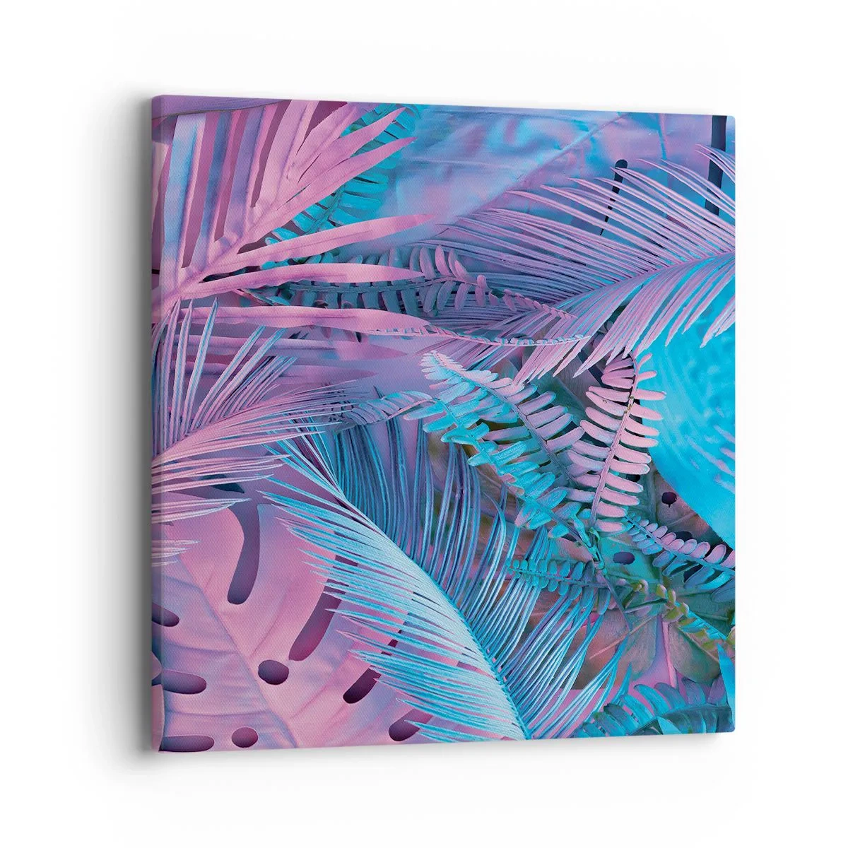 Impression sur toile - Image sur toile - Les tropiques en rose et bleu - 40x40 cm