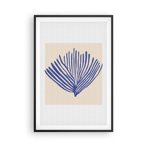 Affiche dans un cadre noir - Poster - Éventail bleu - 61x91 cm