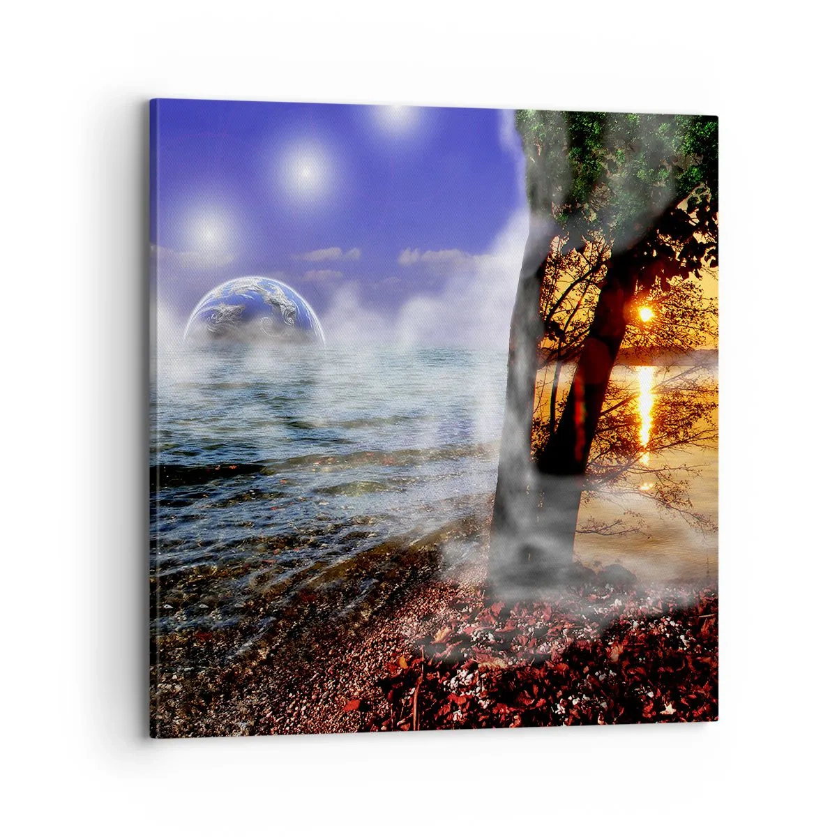 Impression sur toile - Image sur toile - Paysage surréaliste - unité de la nature - 70x70 cm