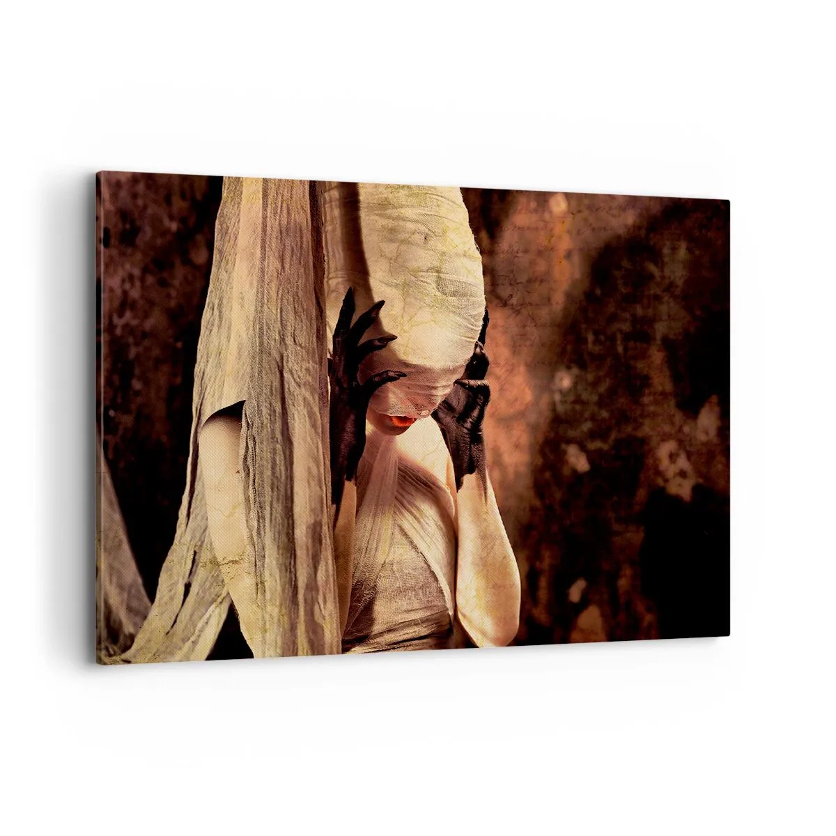 Impression sur toile - Image sur toile - Une femme voilée au style mystérieux sur un fond sombre - 100x70cm - Entre le bon et le mauvais - Décoration murale moderne pour le salon et la chambre ARTTOR