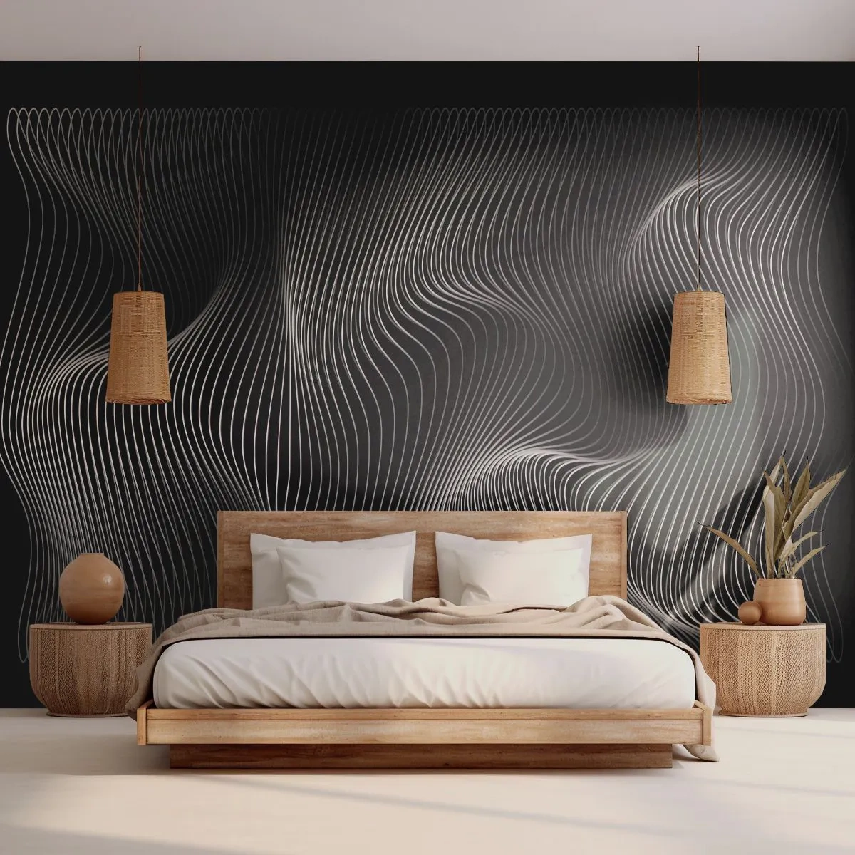 Papier Peint Photo Premium Canvas - Danse de lumière dans l'espace - 3D, Lignes, Moderne - 150x105 cm
