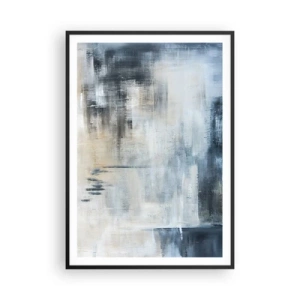 Affiche dans un cadre noir - Poster - Derrière le rideau bleu - 70x100 cm