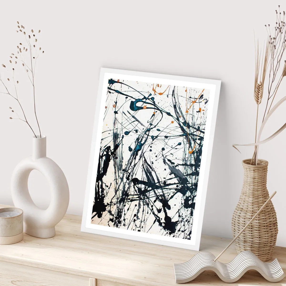 Affiche dans un cadre blanc - Poster - Abstraction expressionniste - 61x91 cm