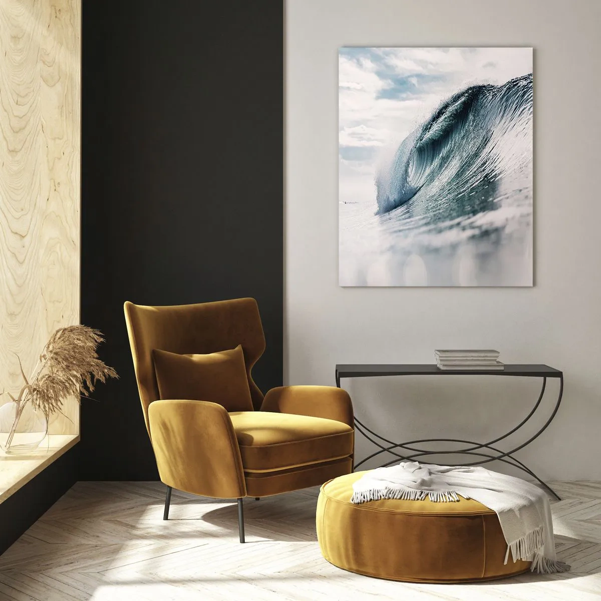 Impression sur verre - Image sur verre - Une vague de mer capturée dans un moment dynamique contre le ciel - 70x100cm - Pic d'eau - Décoration murale moderne pour le salon et la chambre ARTTOR