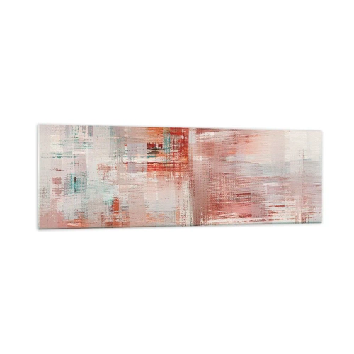 Impression sur verre - Image sur verre - Une composition abstraite avec des nuances de rouge et de couleurs pastel. - 160x50cm - Brumeux. Mais rose - Décoration murale moderne pour le salon et la chambre ARTTOR