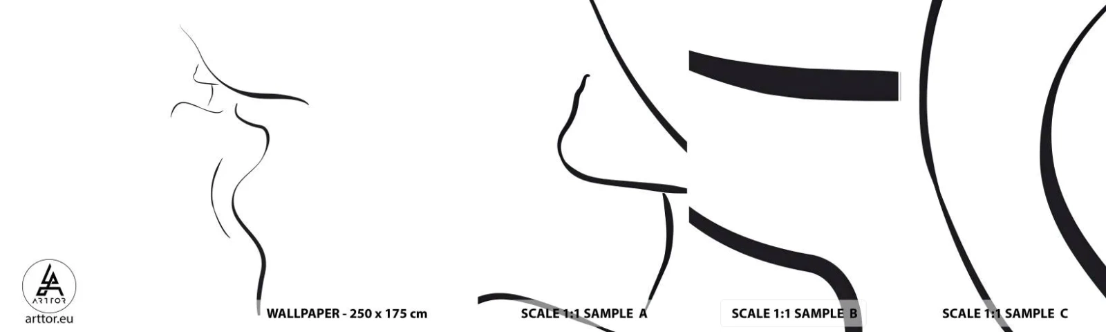 Échantillon De Papier Peint Standard Eco - Insaisissable comme une vague - Abstraction, Le corps de la femme, Femme au chapeau - 100x30 cm