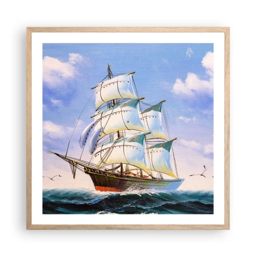 Affiche dans un chêne clair - Poster - Fièrement avec le vent - 60x60 cm