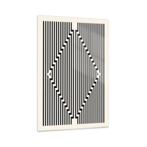 Impression sur verre - Image sur verre - Lignes noires et blanches créant un effet d'illusion géométrique - 70x100cm - Illusion géométrique - Décoration murale moderne pour le salon et la chambre ARTTOR