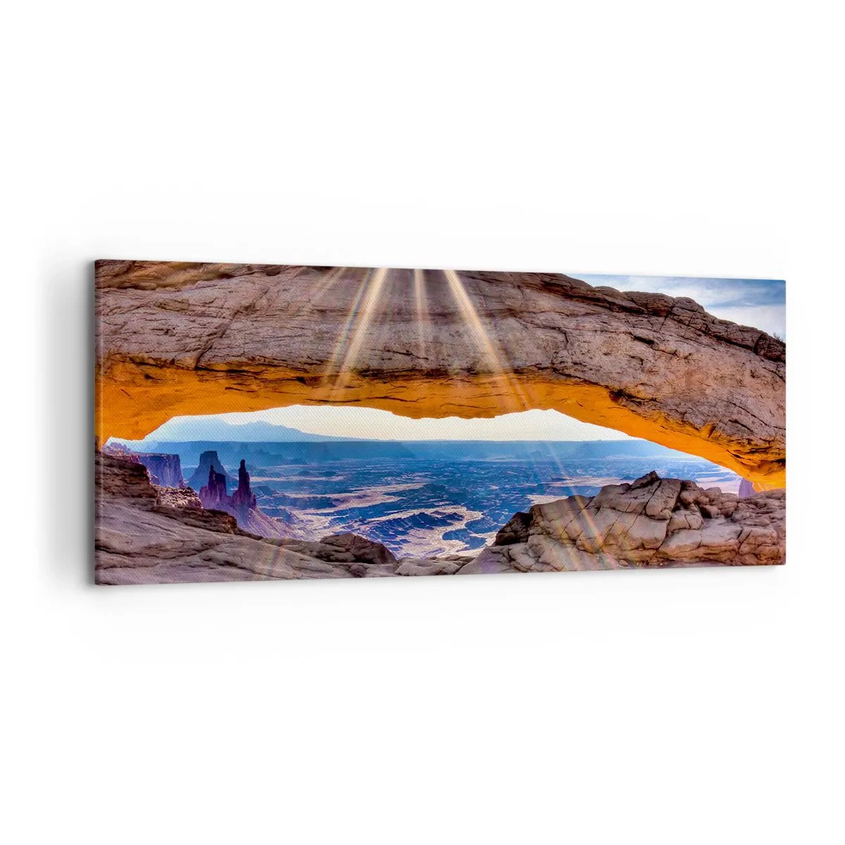 Impression sur toile - Image sur toile - Arche rocheuse surplombant le canyon au lever du soleil - 120x50cm - Par la porte rocheuse - Décoration murale moderne pour le salon et la chambre ARTTOR