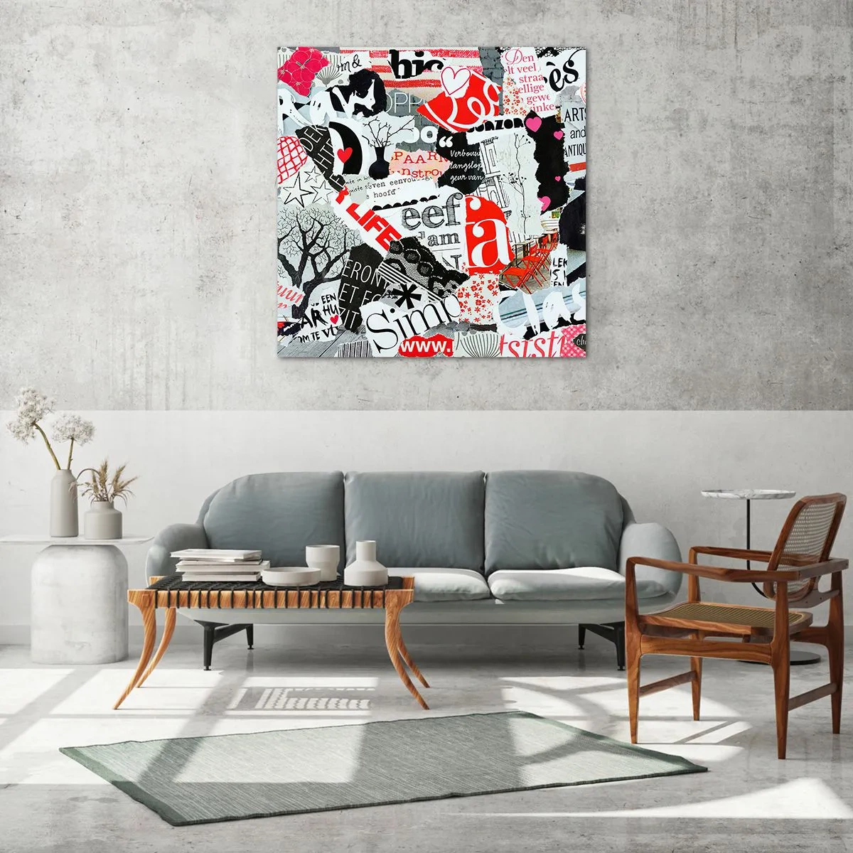 Impression sur verre - Image sur verre - Collage hipster - 40x40 cm