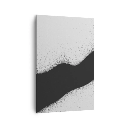 Impression sur toile - Image sur toile - Motif abstrait noir et blanc avec des points délicats sur toile - 80x120cm - Équilibre fluide - Décoration murale moderne pour le salon et la chambre ARTTOR