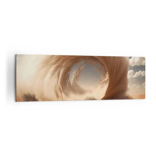 Impression sur toile - Image sur toile - Tourbillon de sable dynamique dans un désert avec des arbres - 160x50cm - Portail ouvert - Décoration murale moderne pour le salon et la chambre ARTTOR