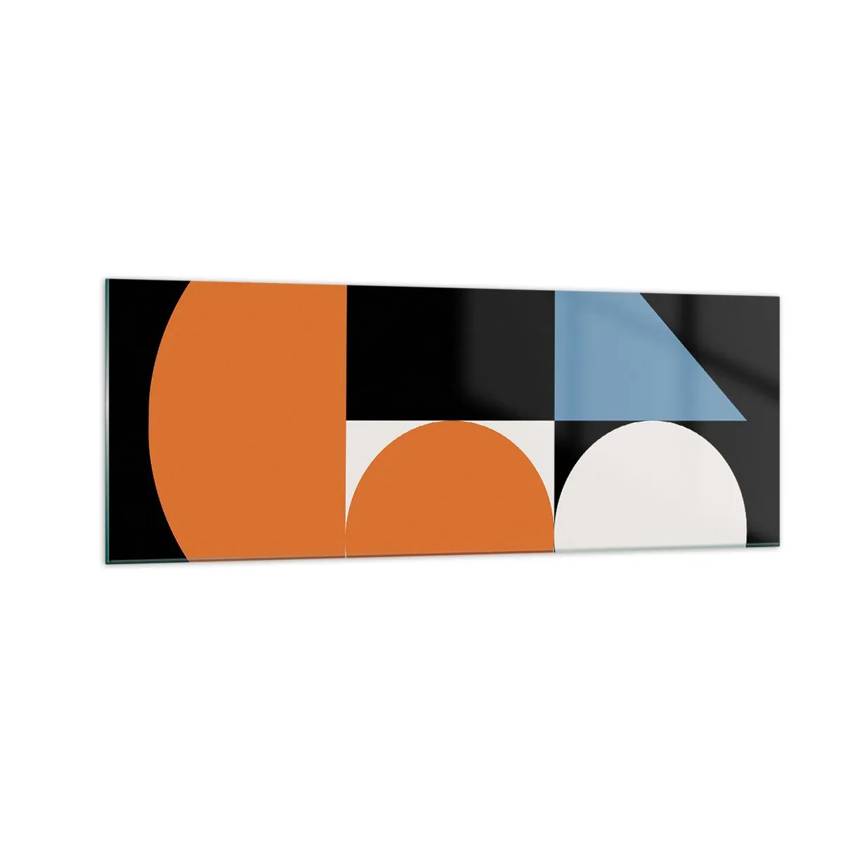 Impression sur verre - Image sur verre - Motif géométrique avec des formes colorées sur fond noir - 140x50cm - Rangement de figures - Décoration murale moderne pour le salon et la chambre ARTTOR
