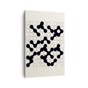 Impression sur toile - Image sur toile - Motifs noirs et blancs avec des cercles sur fond clair - 80x120cm - Jeu chinois – variation - Décoration murale moderne pour le salon et la chambre ARTTOR