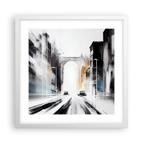 Affiche dans un cadre blanc - Poster - Étude de ville : architecture et mouvement - 40x40 cm
