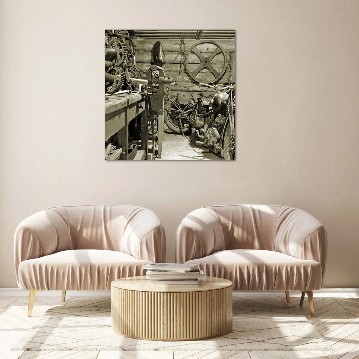 Impression sur verre - Image sur verre - Dans le hangar de l'oncle Władek - 70x70 cm