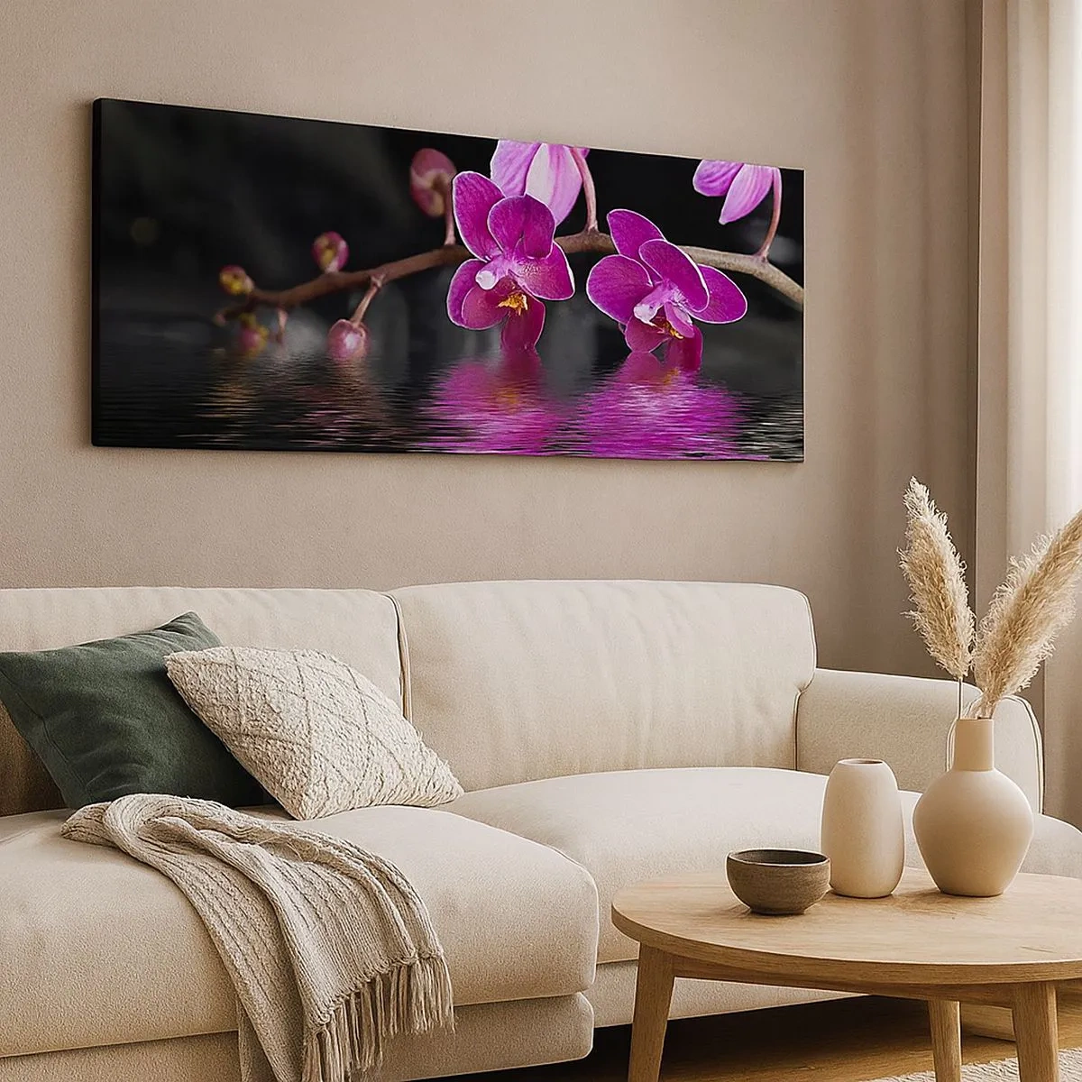 Impression sur toile - Image sur toile - Reflet lilas de la beauté - 100x40 cm