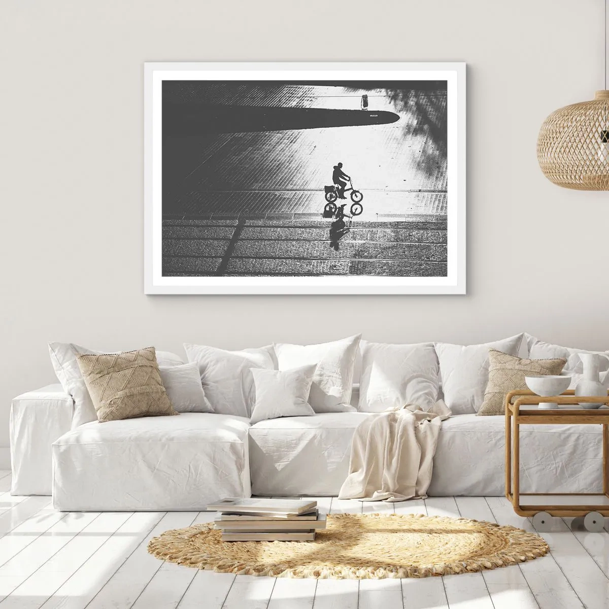 Affiche dans un cadre blanc - Poster - Devant moi, à travers la ville - 50x40 cm